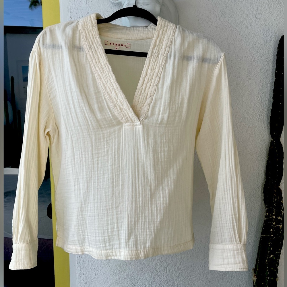 Xirena Ava Chelsea Gauze Top Ivory Size S